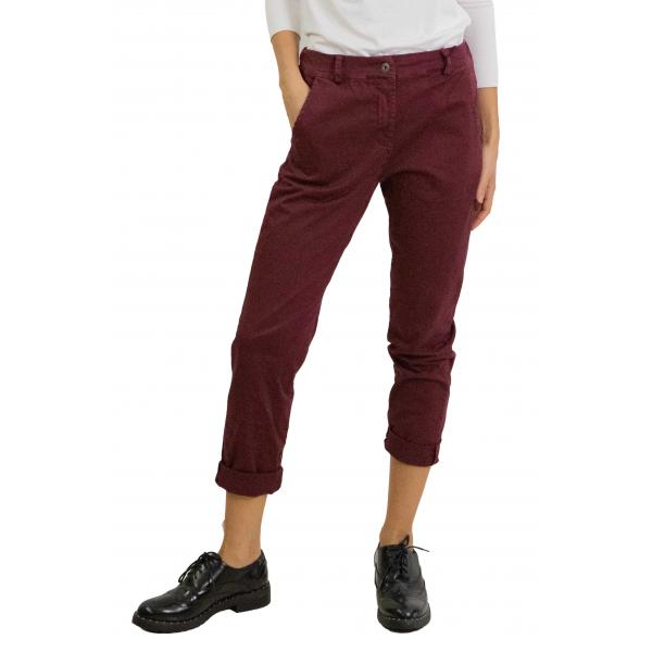 Chino senza pence in cotone con elastico dietro 